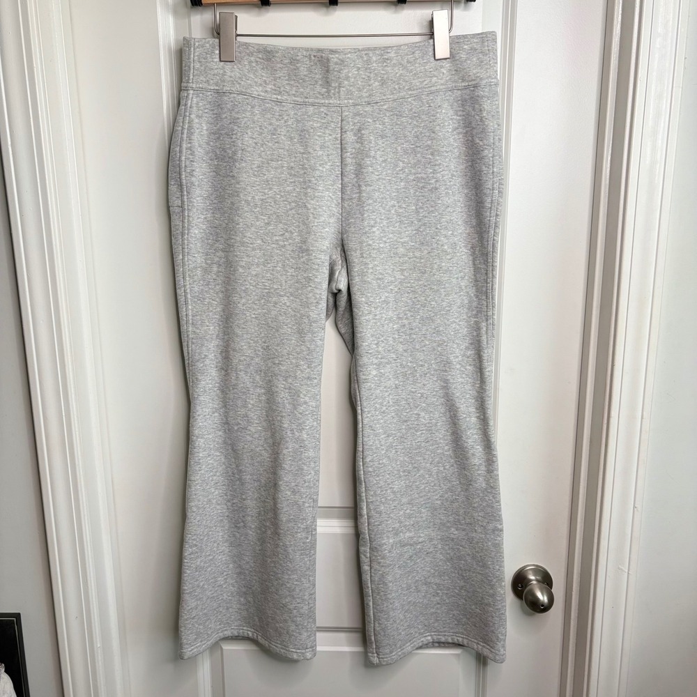 Lands' End Serious Sweats Gray Heather Ankle Pants Women's Large Petite LP 14-16